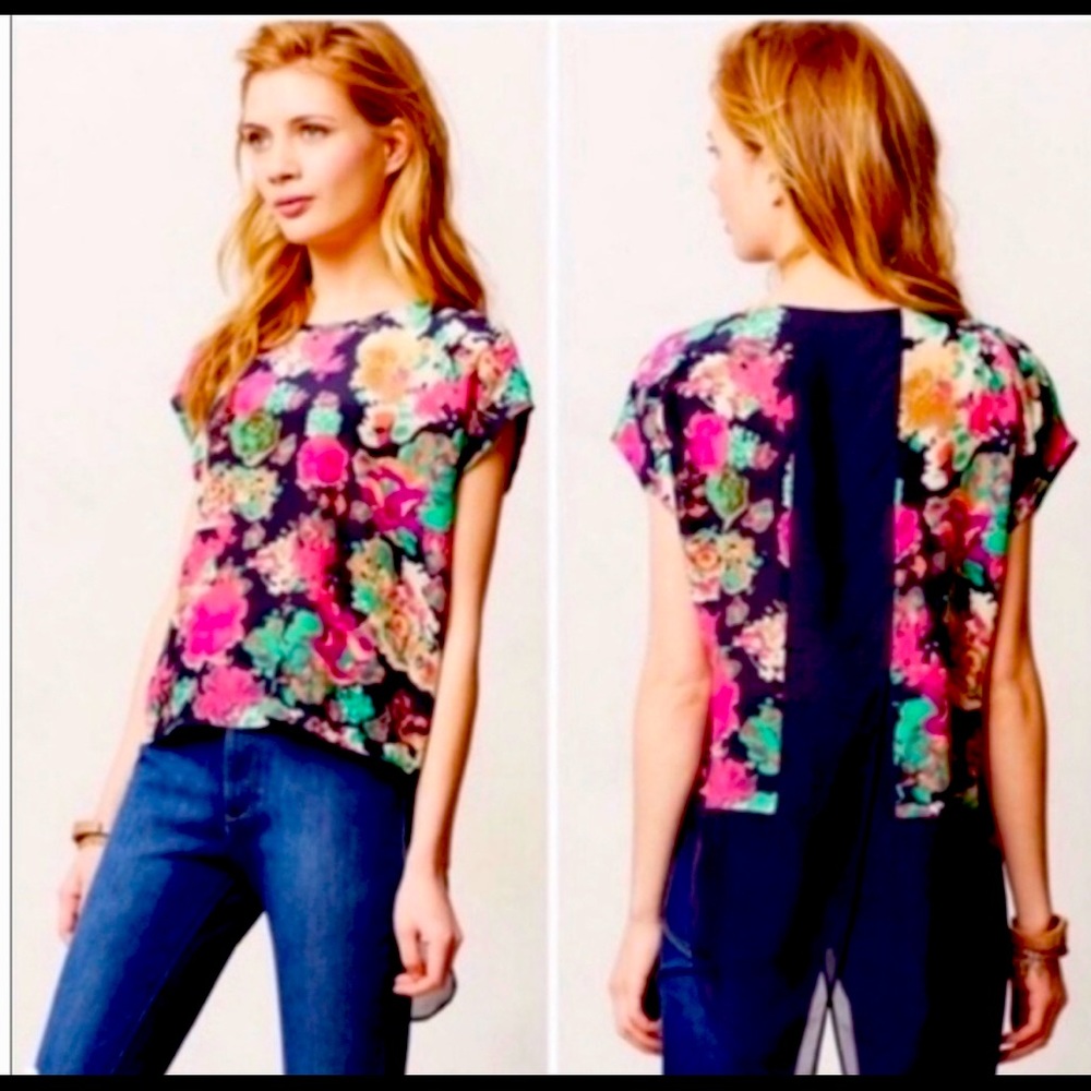 Maeve Anthropologie Silk Floral Top